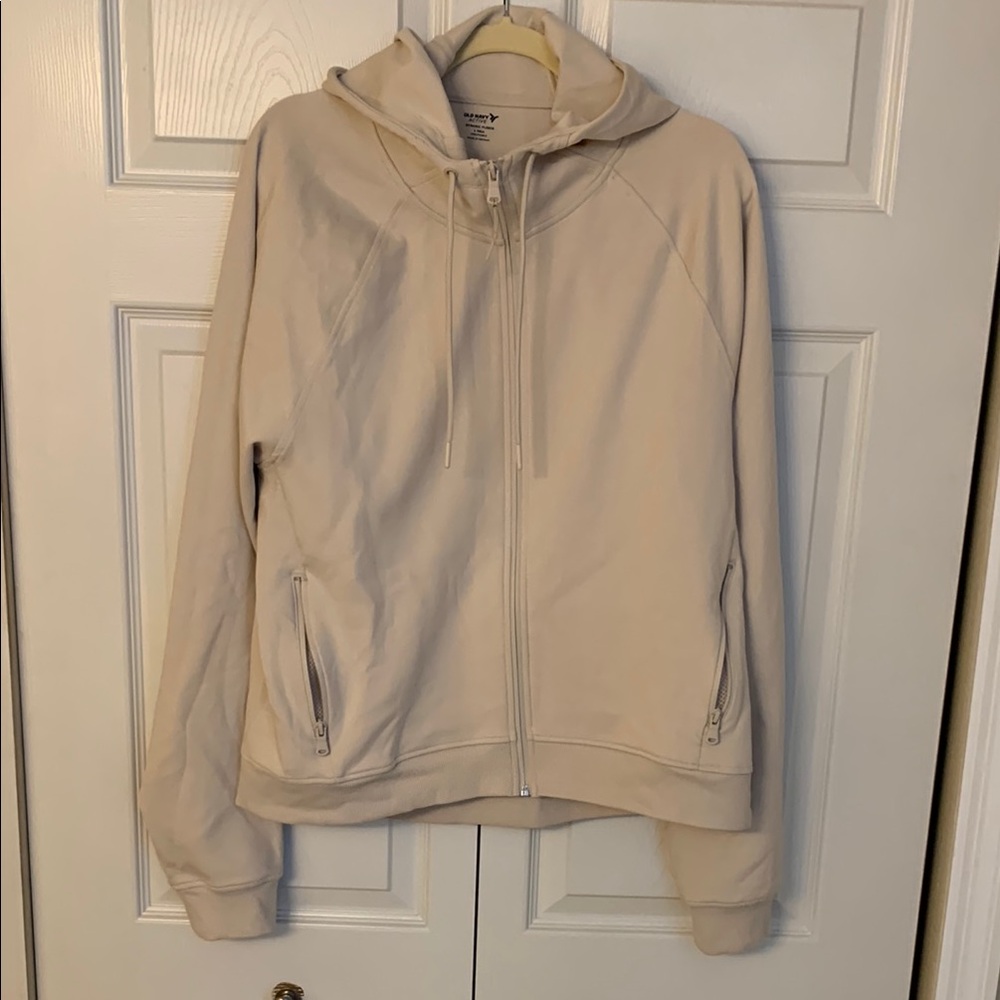Old Navy Women's Large Tall Cream Hoodie Jacket